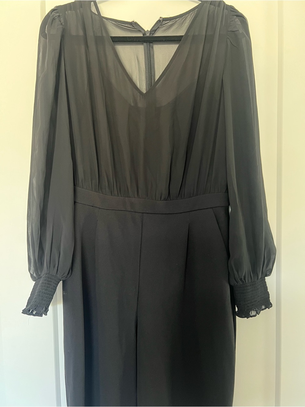 Express Black Long-Sleeve Sheer Bodice Midi Dress